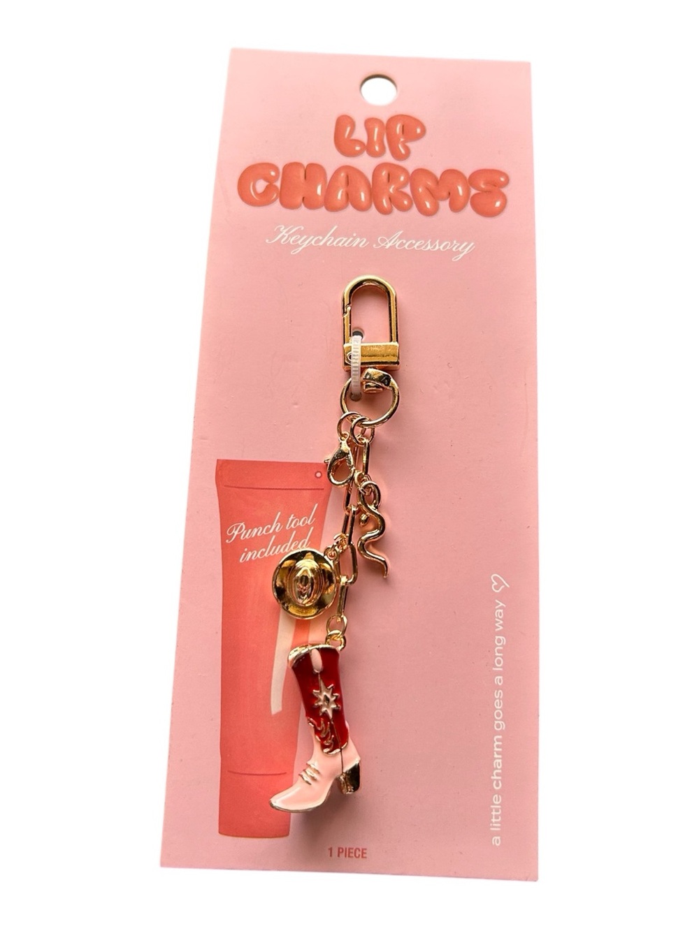 4/$20 Gold & Red Cowgirl Boot Keychain Lipstick Charm